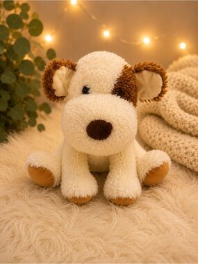 Plush Cream and Brown Dog Toy - Soft Pet Plush